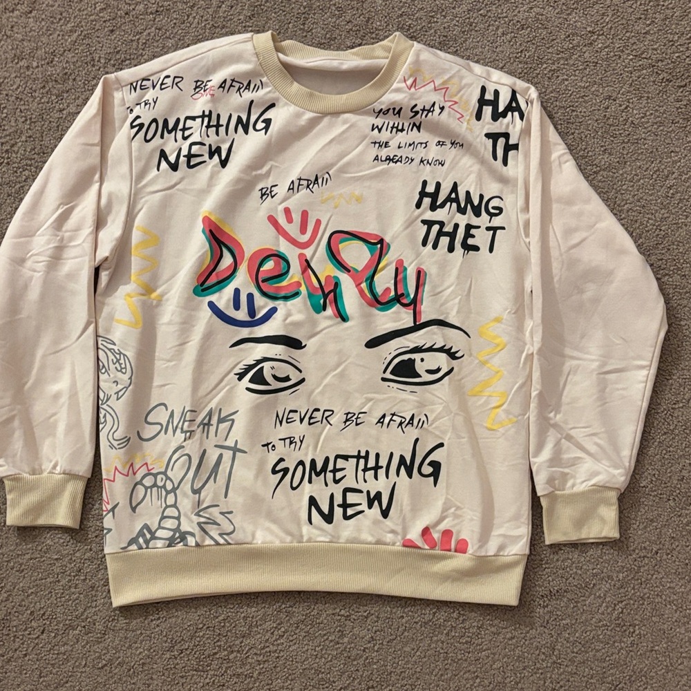 SHEIN Cream Sweatshirt with Vibrant Graphics